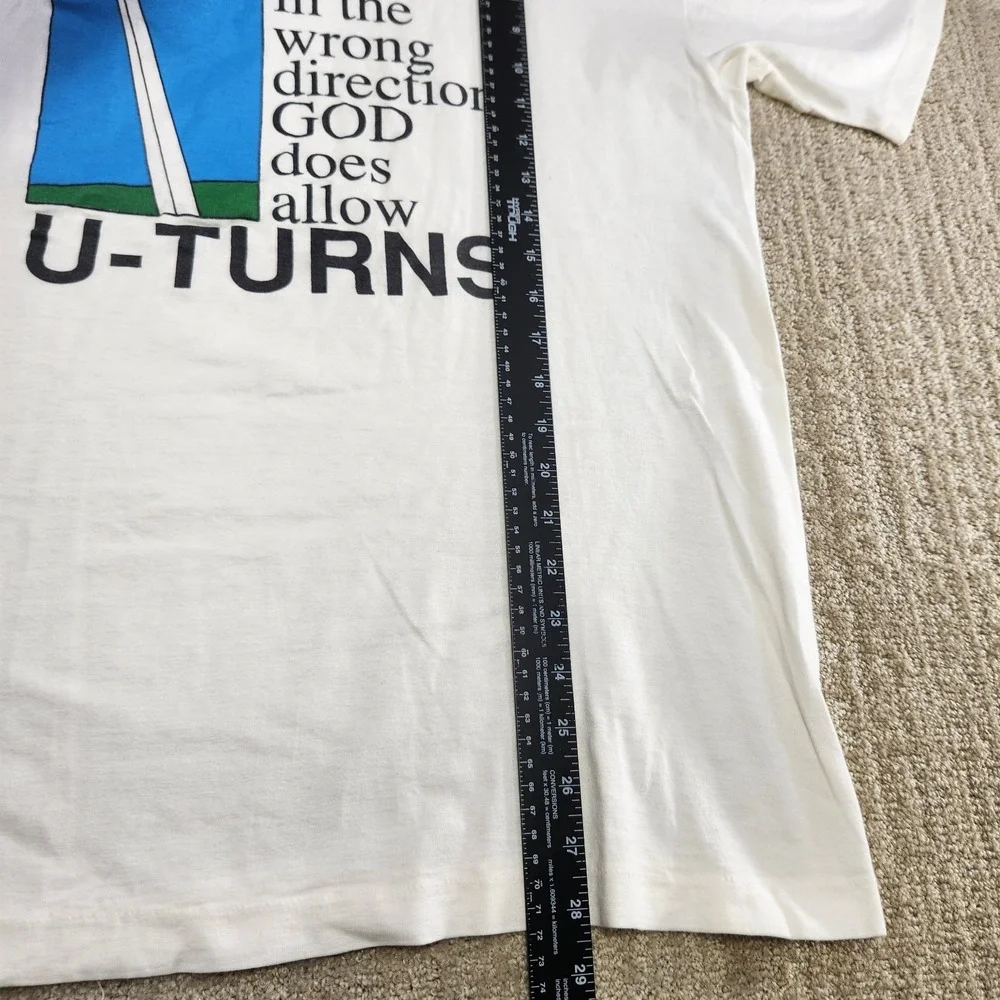 Vintage Jesus Shirt Men Large U Turn Tee 90s Single Stitch White God‎